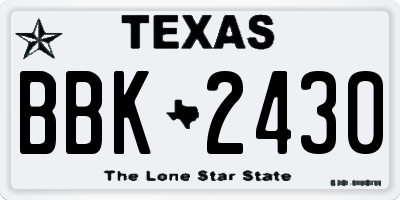TX license plate BBK2430