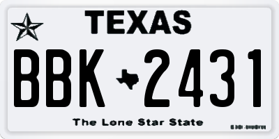 TX license plate BBK2431
