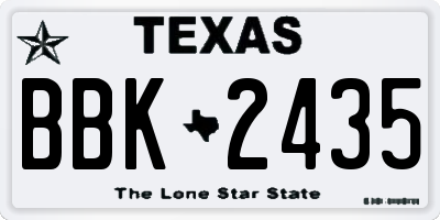 TX license plate BBK2435