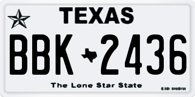 TX license plate BBK2436