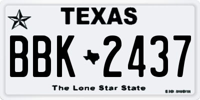 TX license plate BBK2437