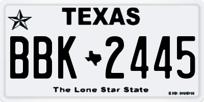 TX license plate BBK2445