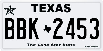 TX license plate BBK2453