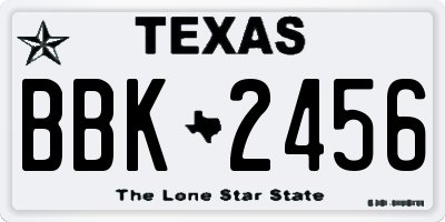 TX license plate BBK2456