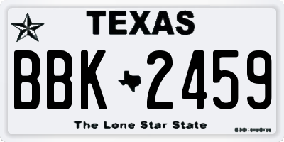 TX license plate BBK2459
