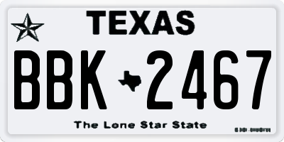 TX license plate BBK2467