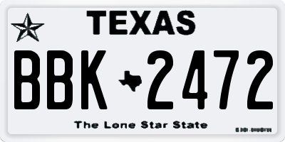 TX license plate BBK2472