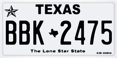 TX license plate BBK2475