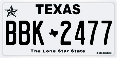 TX license plate BBK2477