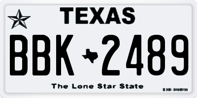 TX license plate BBK2489