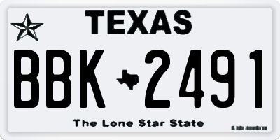 TX license plate BBK2491