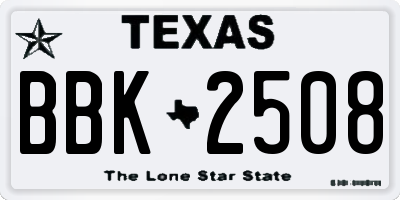 TX license plate BBK2508