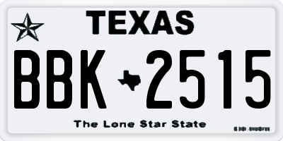 TX license plate BBK2515