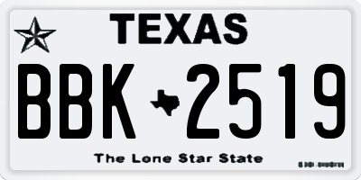 TX license plate BBK2519