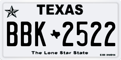 TX license plate BBK2522