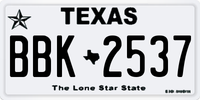 TX license plate BBK2537