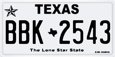TX license plate BBK2543