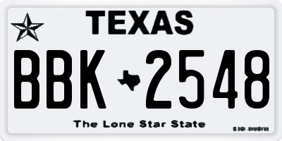 TX license plate BBK2548