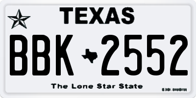 TX license plate BBK2552