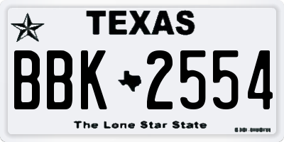 TX license plate BBK2554