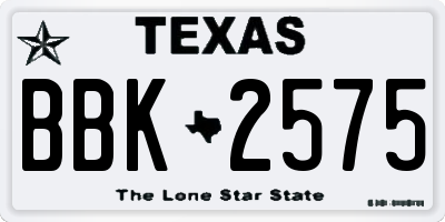 TX license plate BBK2575