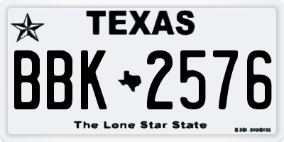 TX license plate BBK2576