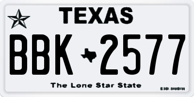 TX license plate BBK2577