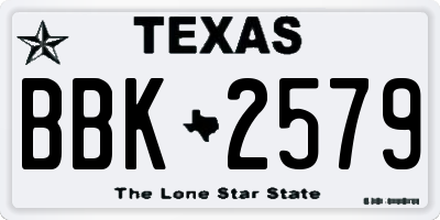 TX license plate BBK2579