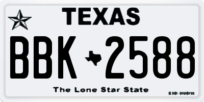 TX license plate BBK2588