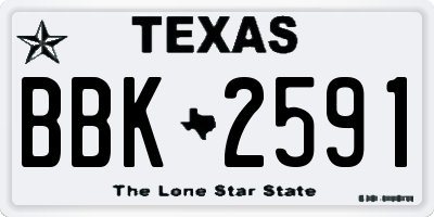 TX license plate BBK2591