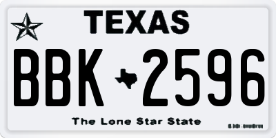 TX license plate BBK2596