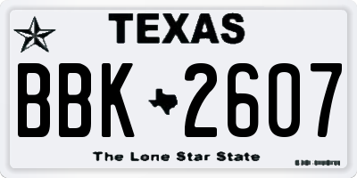 TX license plate BBK2607
