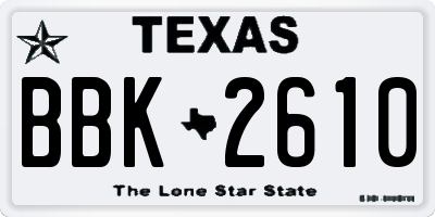 TX license plate BBK2610