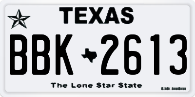 TX license plate BBK2613