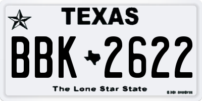 TX license plate BBK2622
