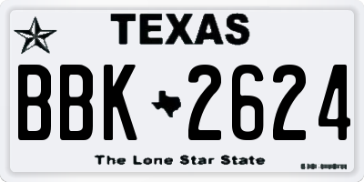 TX license plate BBK2624