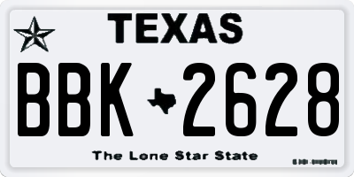 TX license plate BBK2628
