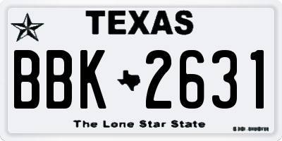 TX license plate BBK2631