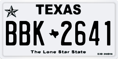 TX license plate BBK2641
