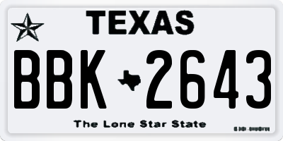 TX license plate BBK2643