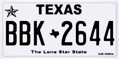 TX license plate BBK2644