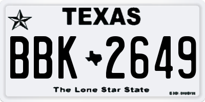 TX license plate BBK2649