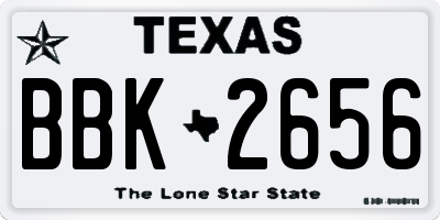 TX license plate BBK2656