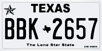 TX license plate BBK2657