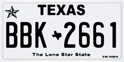 TX license plate BBK2661