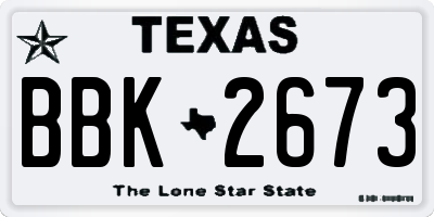 TX license plate BBK2673