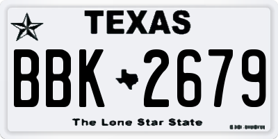TX license plate BBK2679