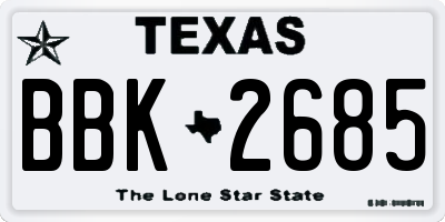 TX license plate BBK2685
