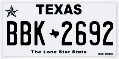 TX license plate BBK2692