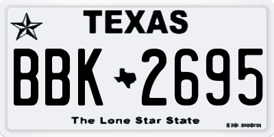 TX license plate BBK2695